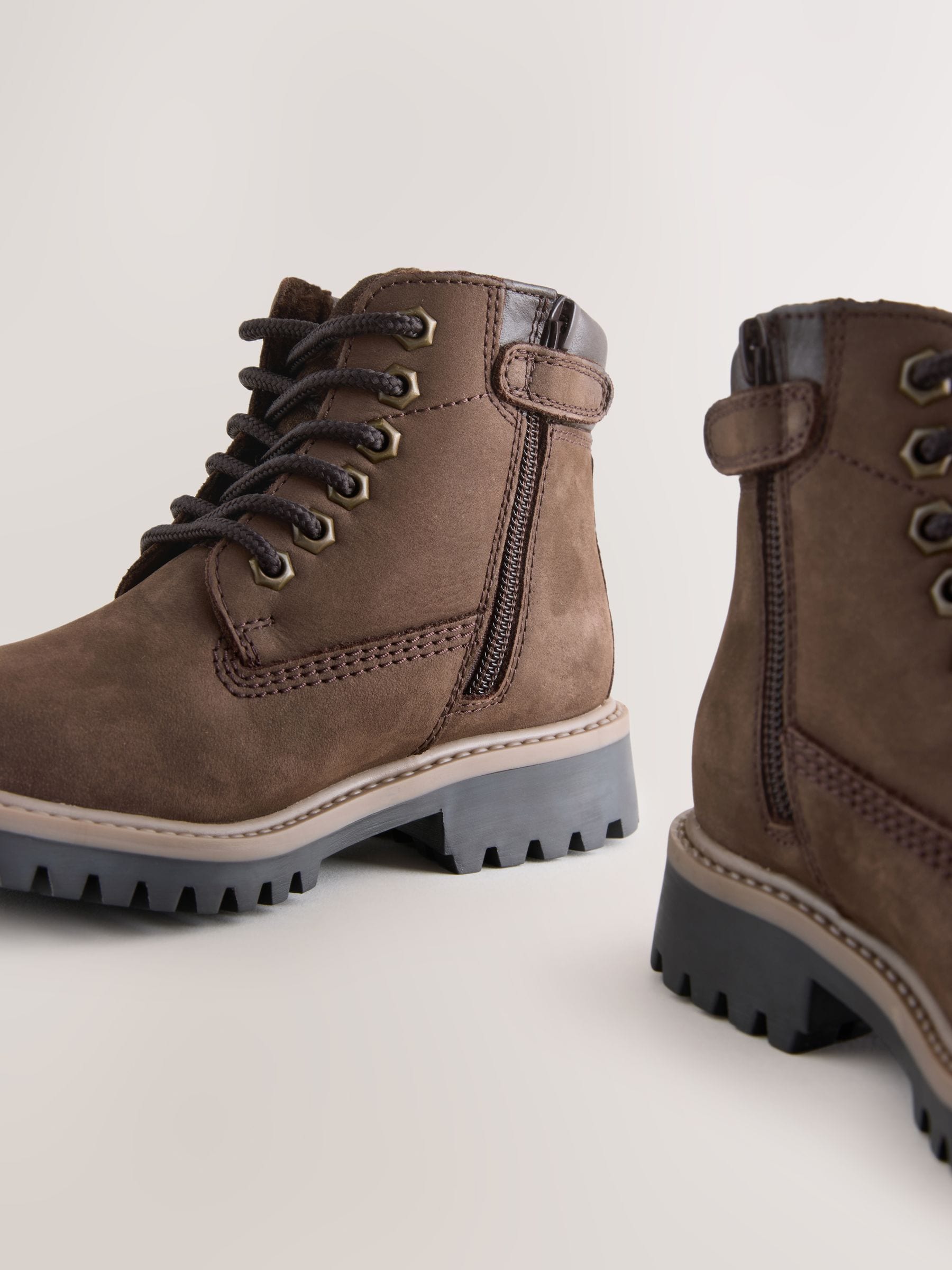 Chocolate Brown Standard Fit (F) Leather Lace Up Work Boots image 3