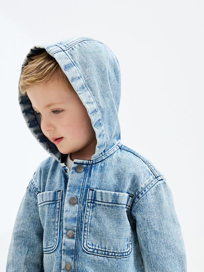 Dsiney Kidz - Mid Blue Denim Hooded Overshirt (3mths-7yrs) image 4