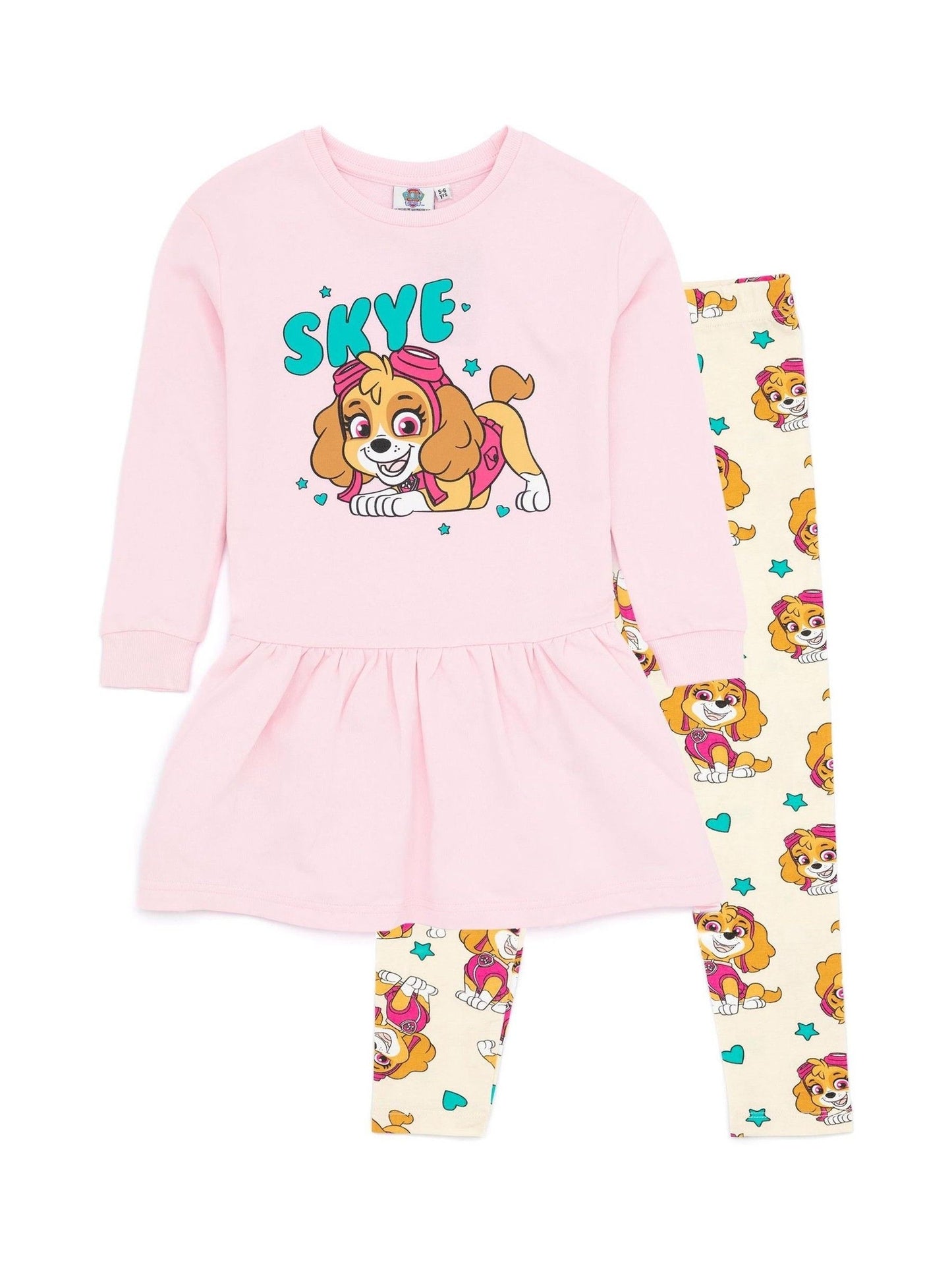 Vanilla Underground Pink 100% Cotton Paw Patrol Girls Dress and Leggings Set image 2