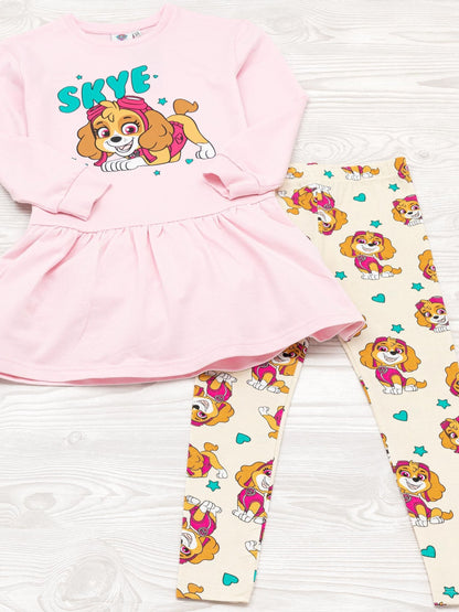 Vanilla Underground Pink 100% Cotton Paw Patrol Girls Dress and Leggings Set image 3