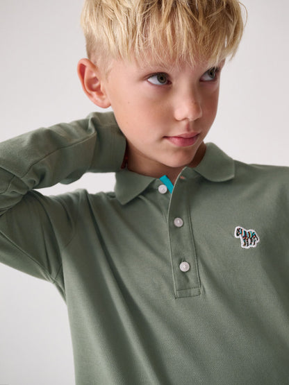 Dsiney Kidz - Paul Smith Junior Boys Long Sleeve Zebra Print Polo Shirt image 2