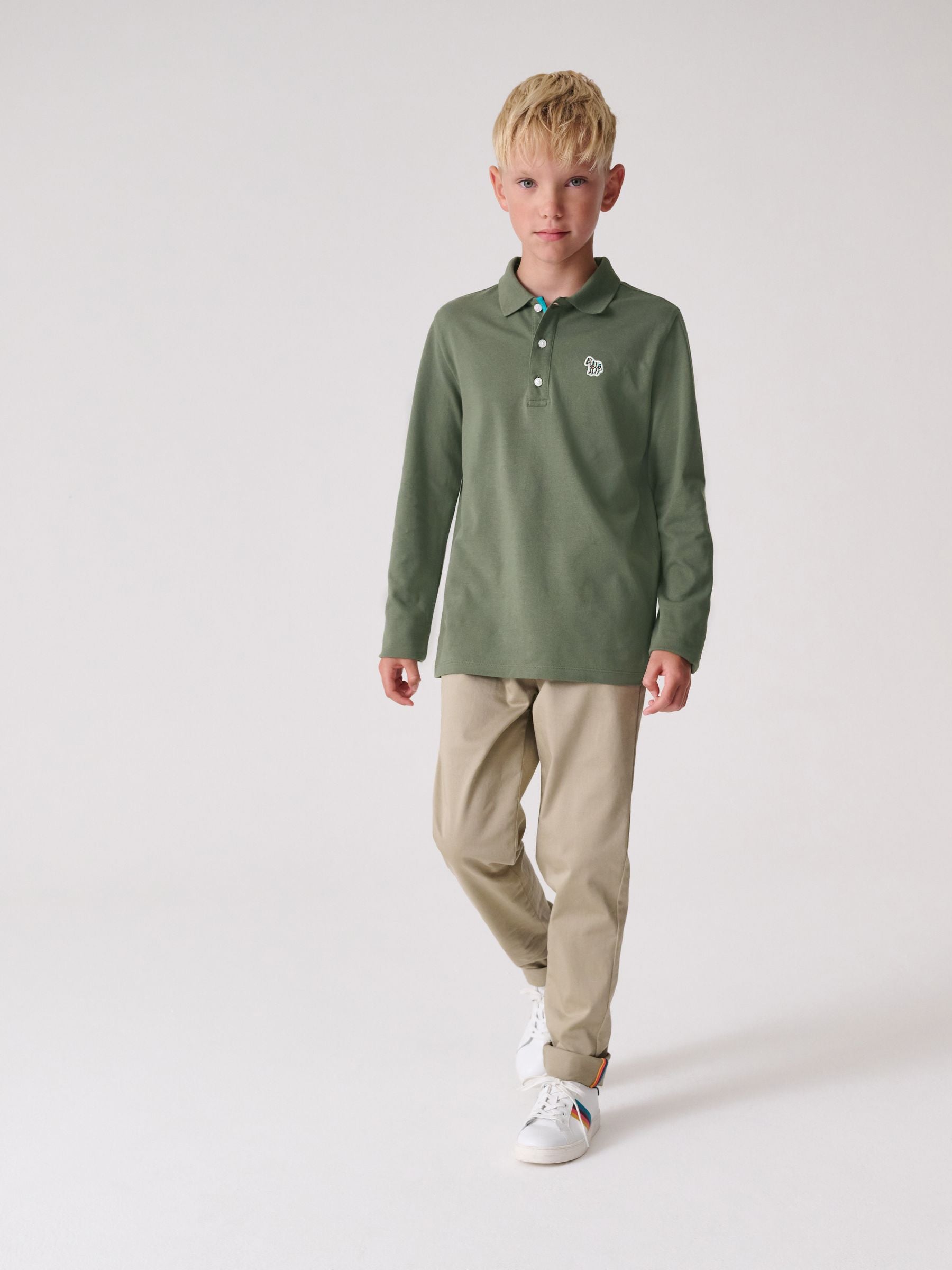 Dsiney Kidz - Paul Smith Junior Boys Long Sleeve Zebra Print Polo Shirt image 3