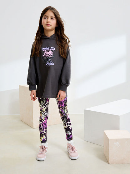 Grafitti Charcoal Grey Graphic Print Hoodie Leggings Set (3-16yrs)