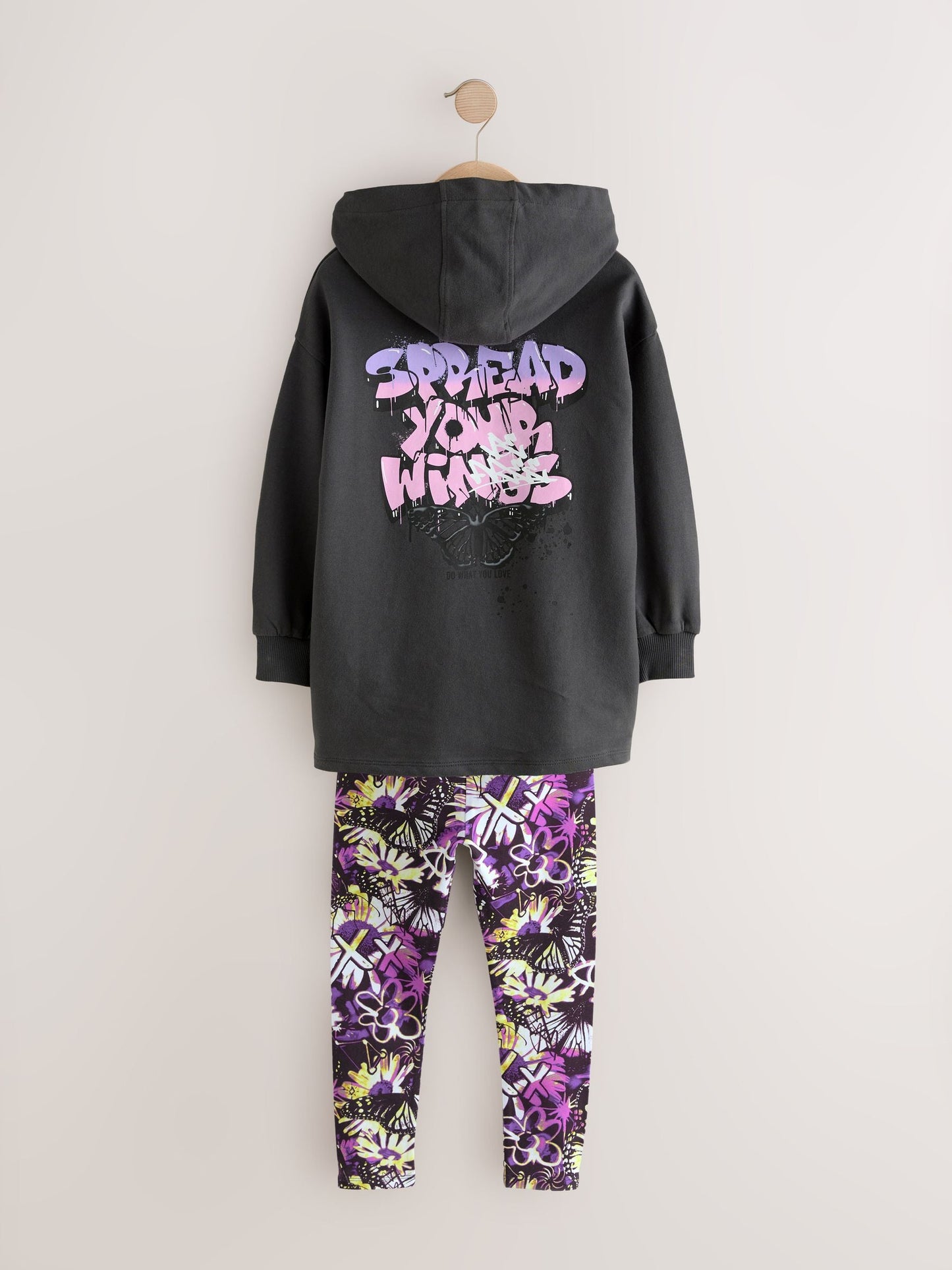 Grafitti Charcoal Grey Graphic Print Hoodie Leggings Set (3-16yrs)