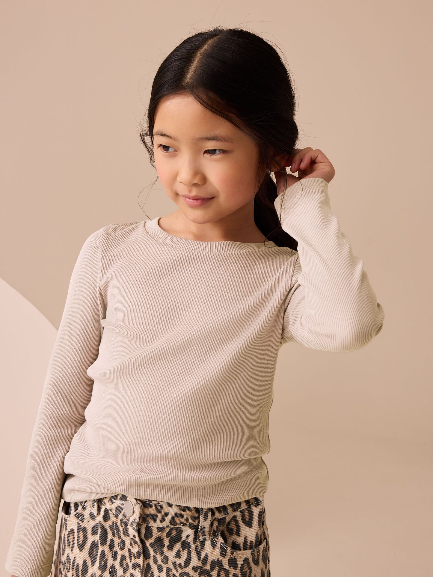 Dsiney Kidz - Neutral Long Sleeve Ribbed Top (3-16yrs) image 1
