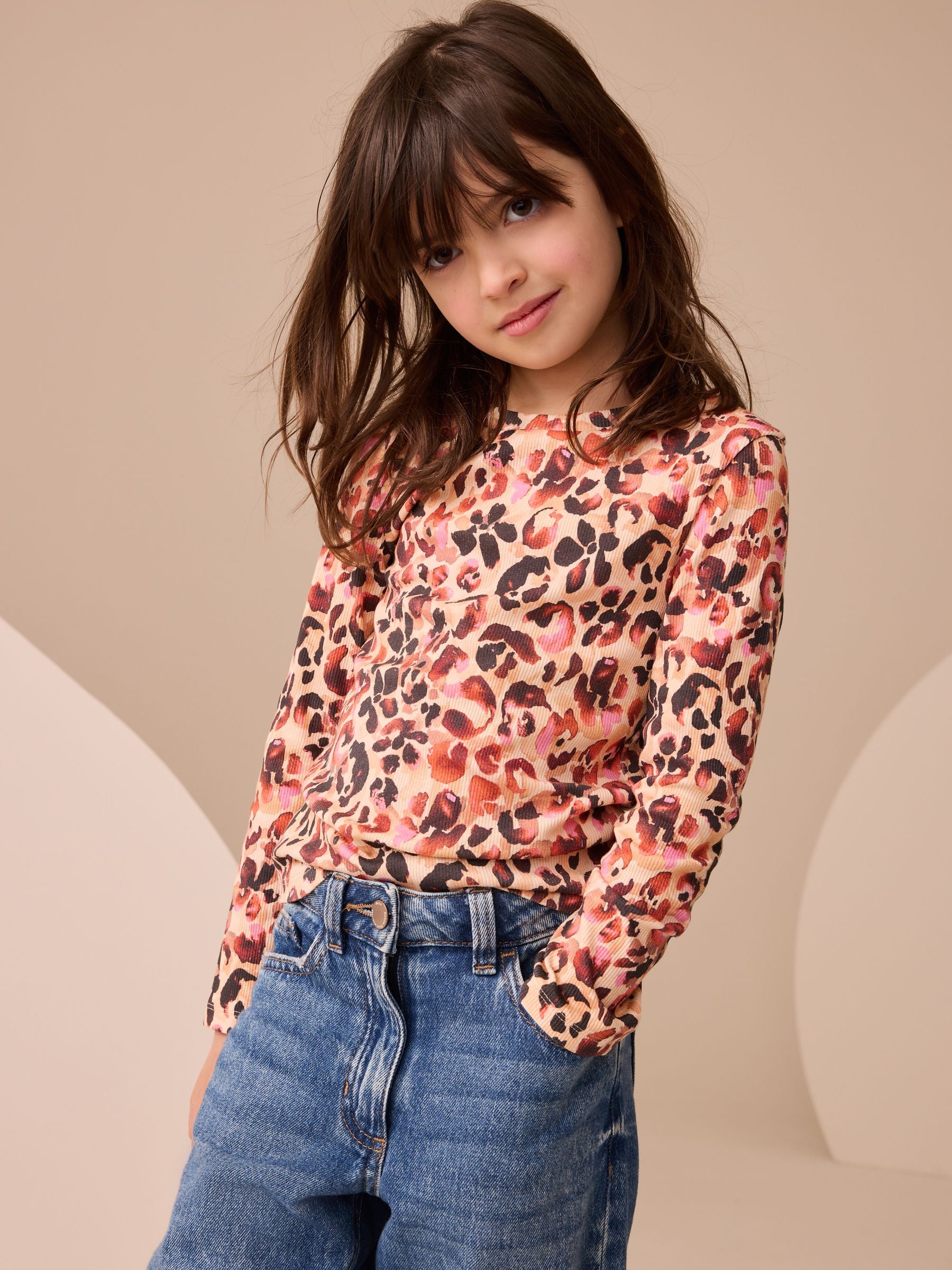 Dsiney Kidz - Leopard Long Sleeve Ribbed Top (3-16yrs) image 1