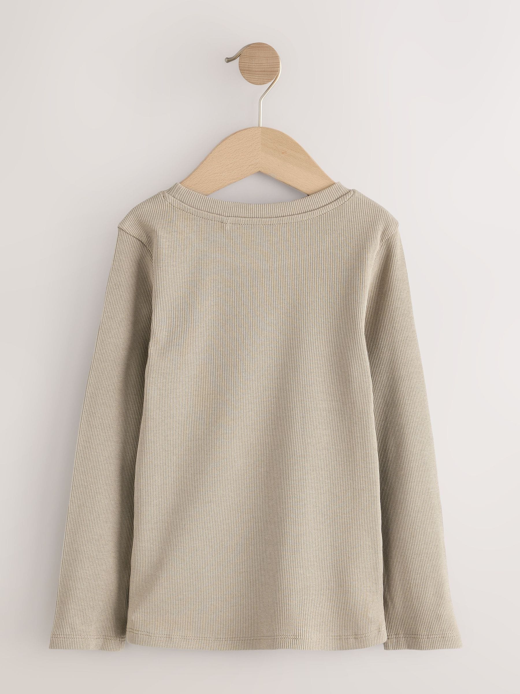 Dsiney Kidz - Neutral Ribbed Long Sleeve Tops 5 Pack (3-16yrs) image 7