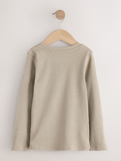 Dsiney Kidz - Neutral Ribbed Long Sleeve Tops 5 Pack (3-16yrs) image 7