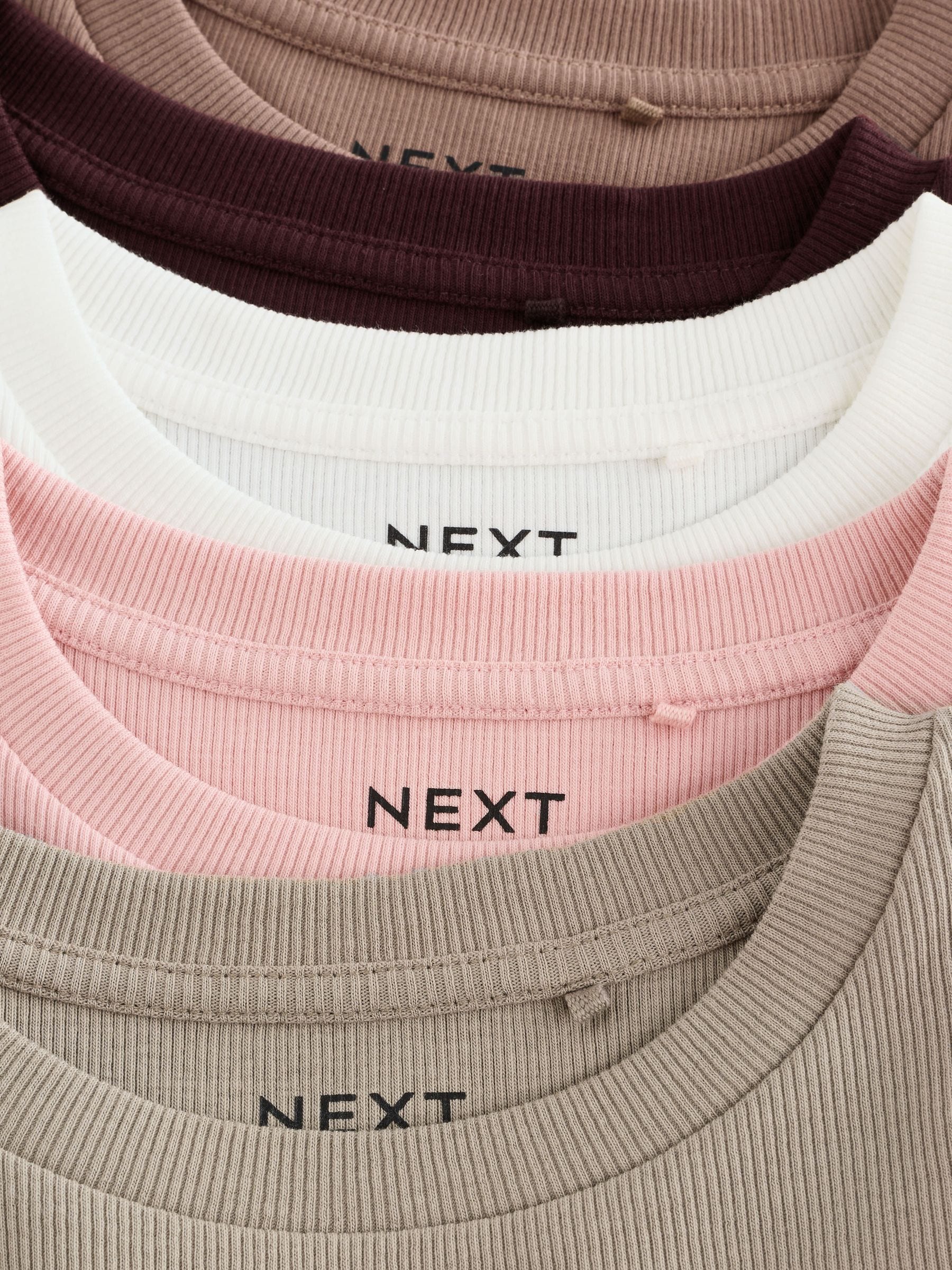 Dsiney Kidz - Neutral Ribbed Long Sleeve Tops 5 Pack (3-16yrs) image 8