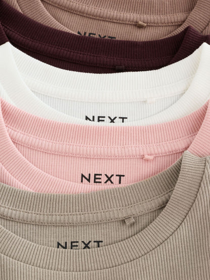 Dsiney Kidz - Neutral Ribbed Long Sleeve Tops 5 Pack (3-16yrs) image 8