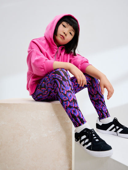 Pink and Blue Animal Print Hoodie and Sport Leggings Set (3-16yrs)