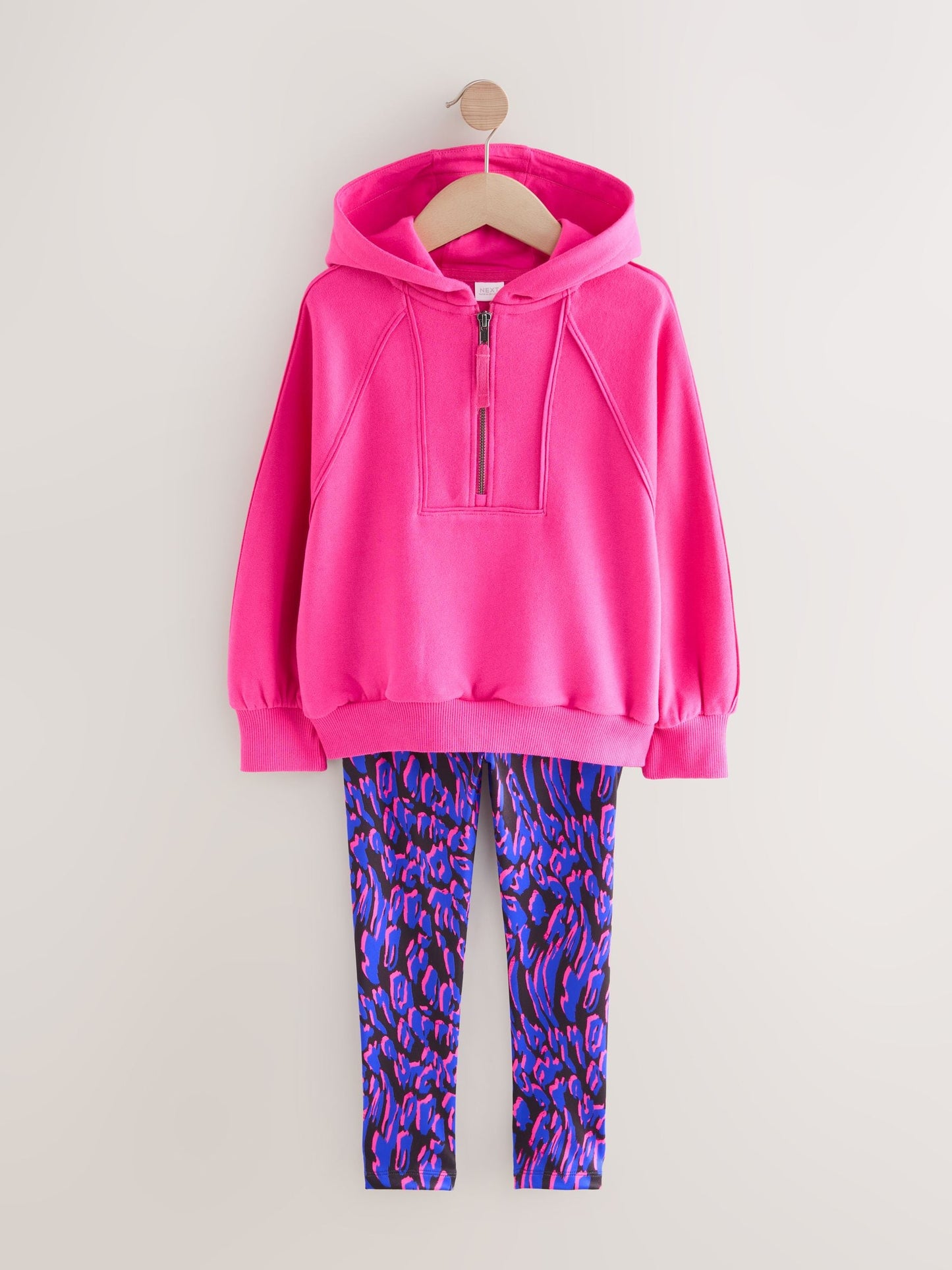 Pink and Blue Animal Print Hoodie and Sport Leggings Set (3-16yrs)