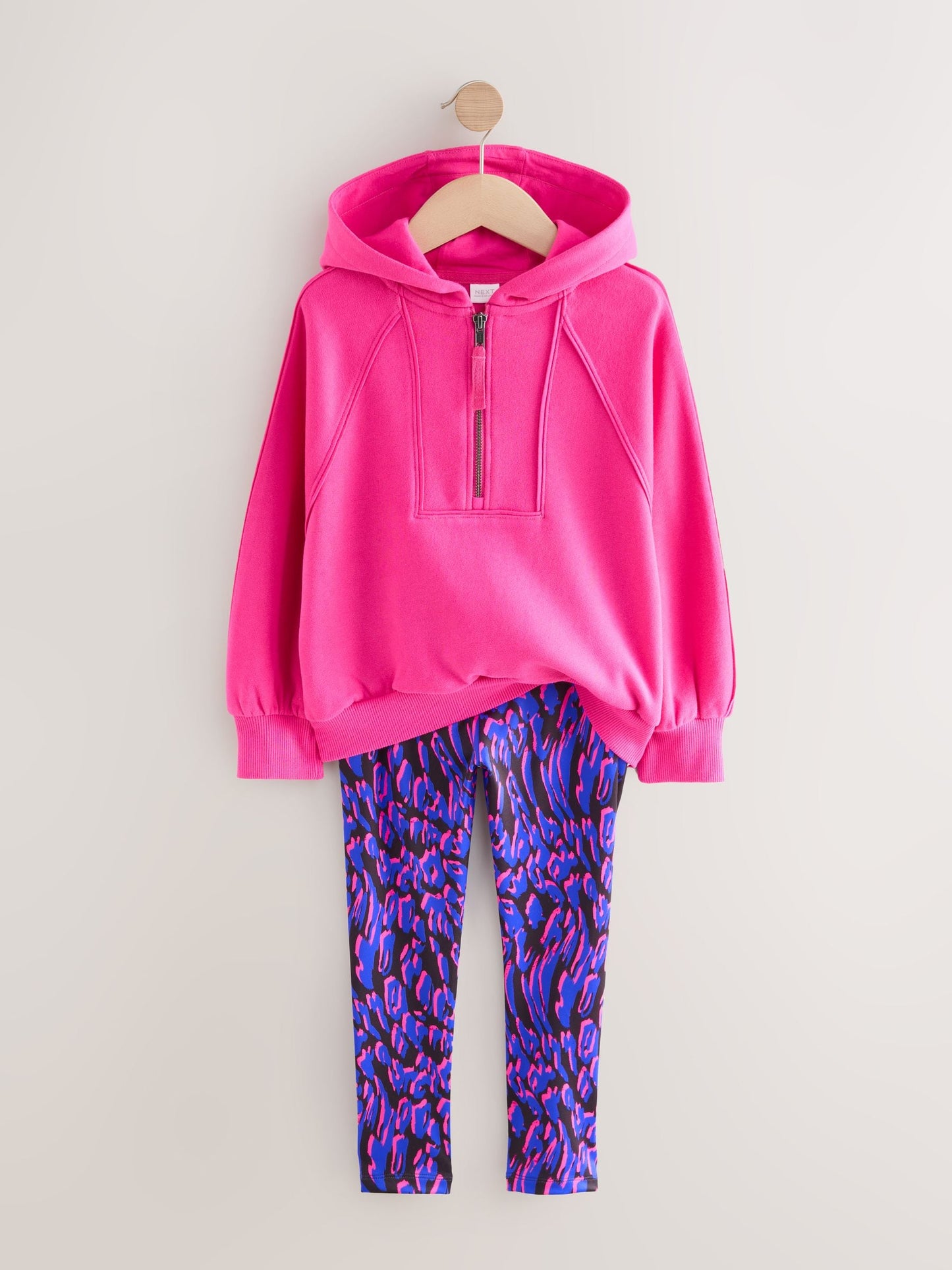 Pink and Blue Animal Print Hoodie and Sport Leggings Set (3-16yrs)