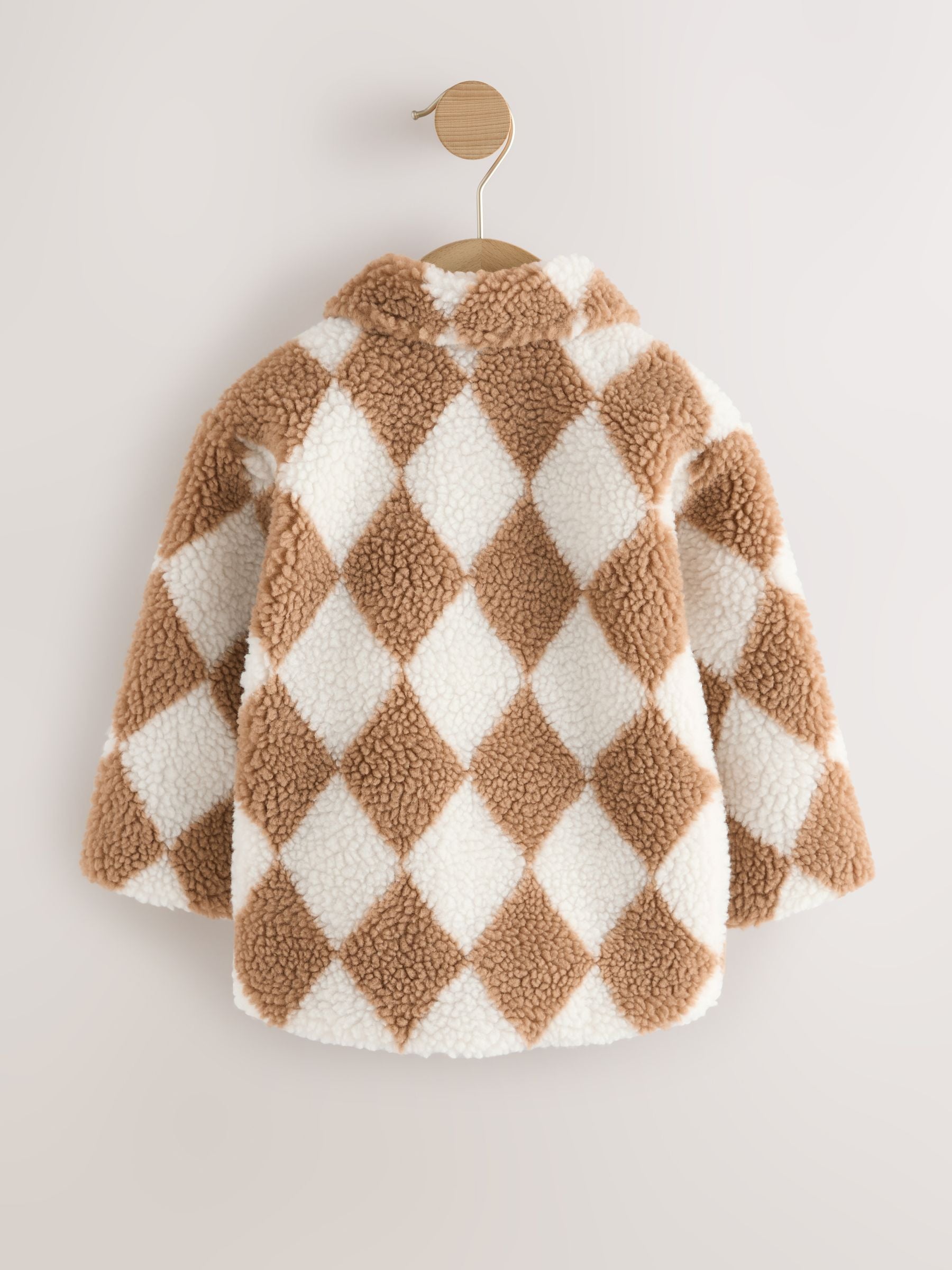 Dsiney Kidz - Neutral/Tan Harlequin Borg Fleece Shacket (3mths-7yrs) image 7