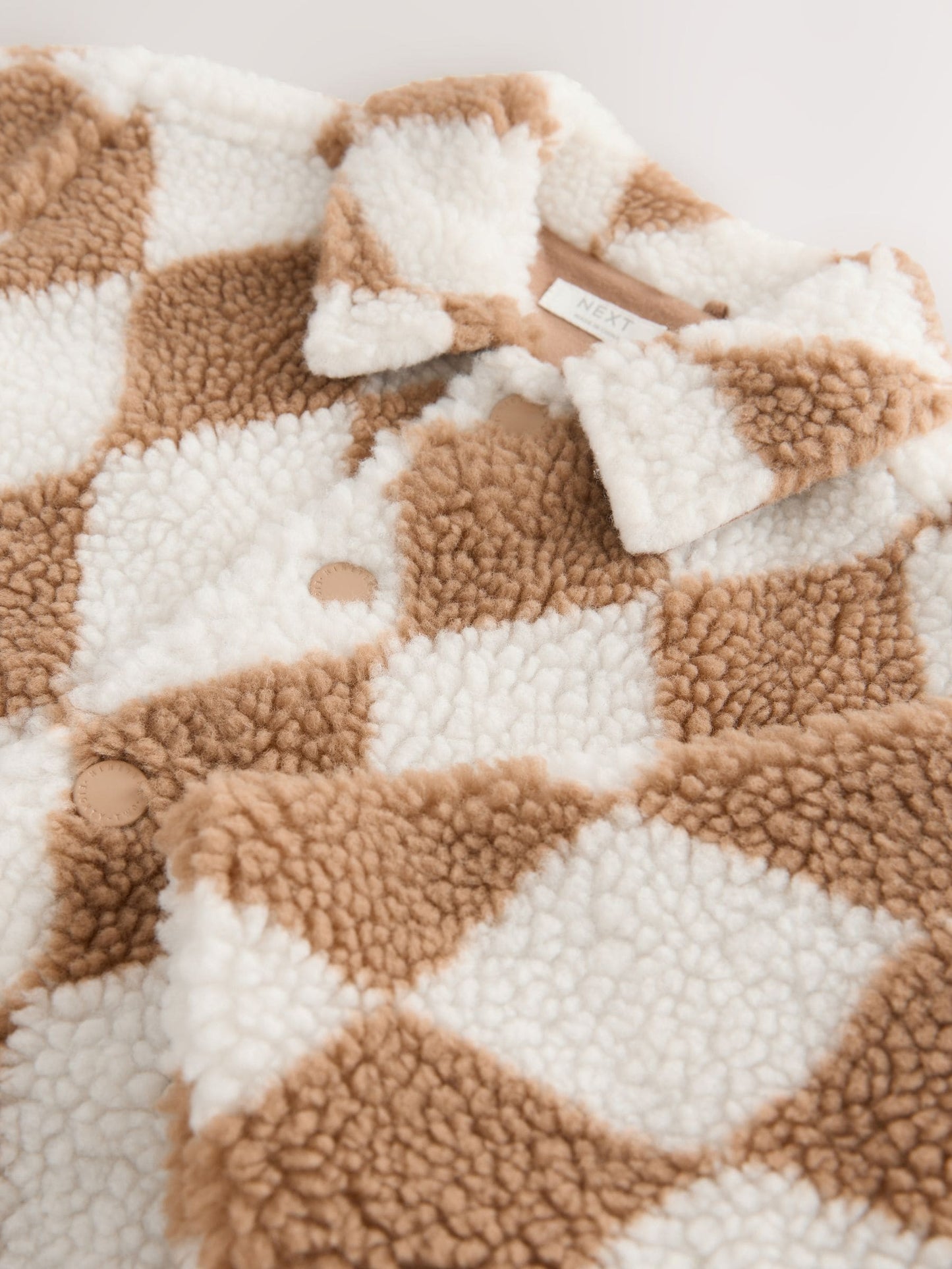 Dsiney Kidz - Neutral/Tan Harlequin Borg Fleece Shacket (3mths-7yrs) image 8
