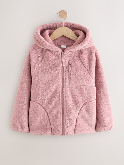 Pink Hooded Zip Fleece Jacket (3-16yrs)