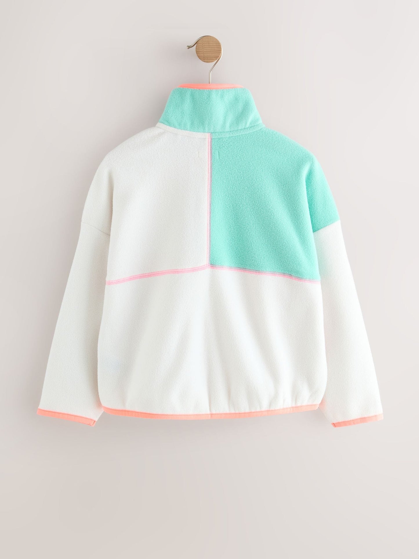 Cream/Pink Colourblock Print Zip-Up Fleece Jacket (3-16yrs)