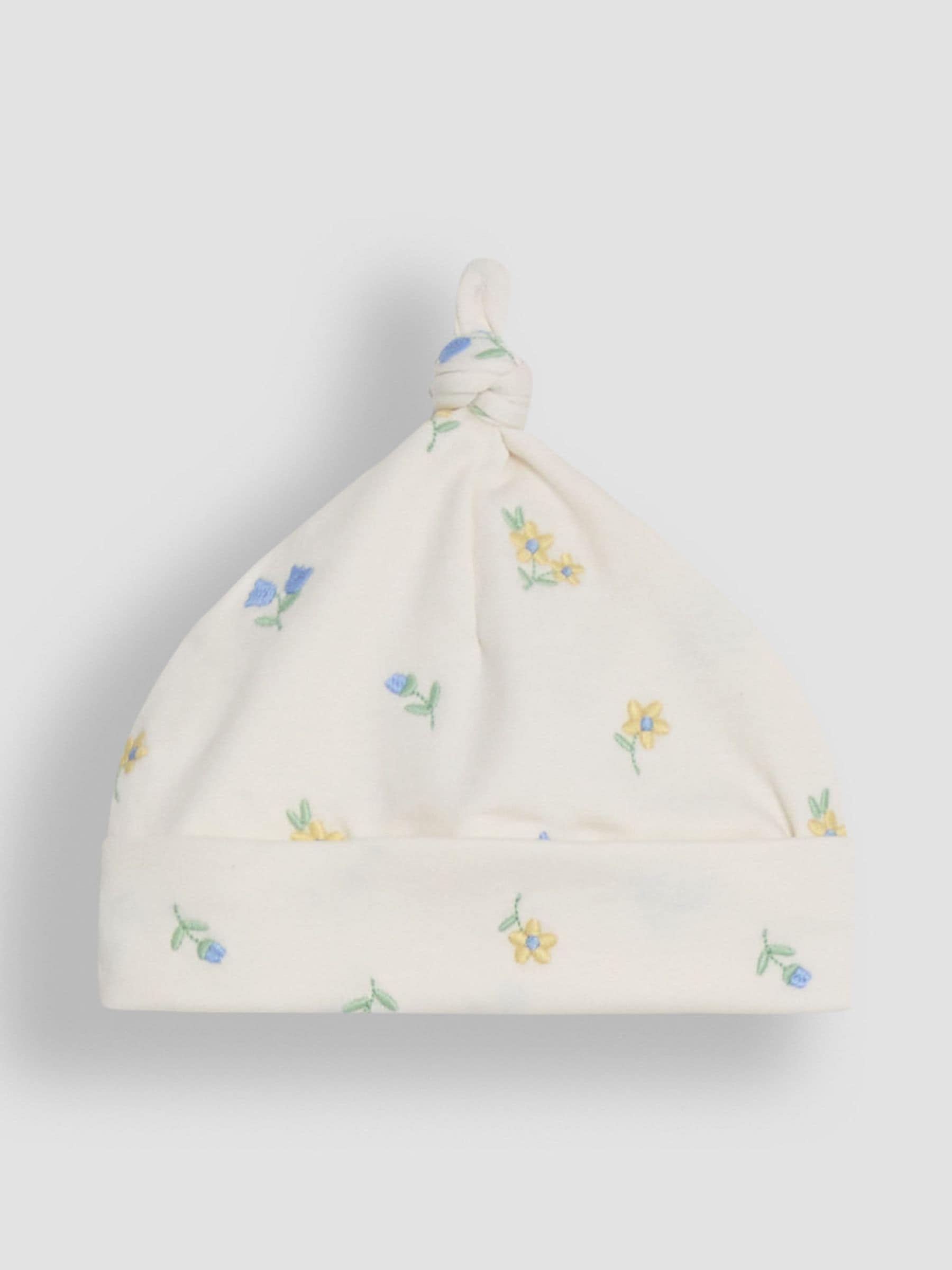 JoJo Maman Bébé Cream Floral Organic Cotton Embroidered Sleepsuit & Hat Set image 5