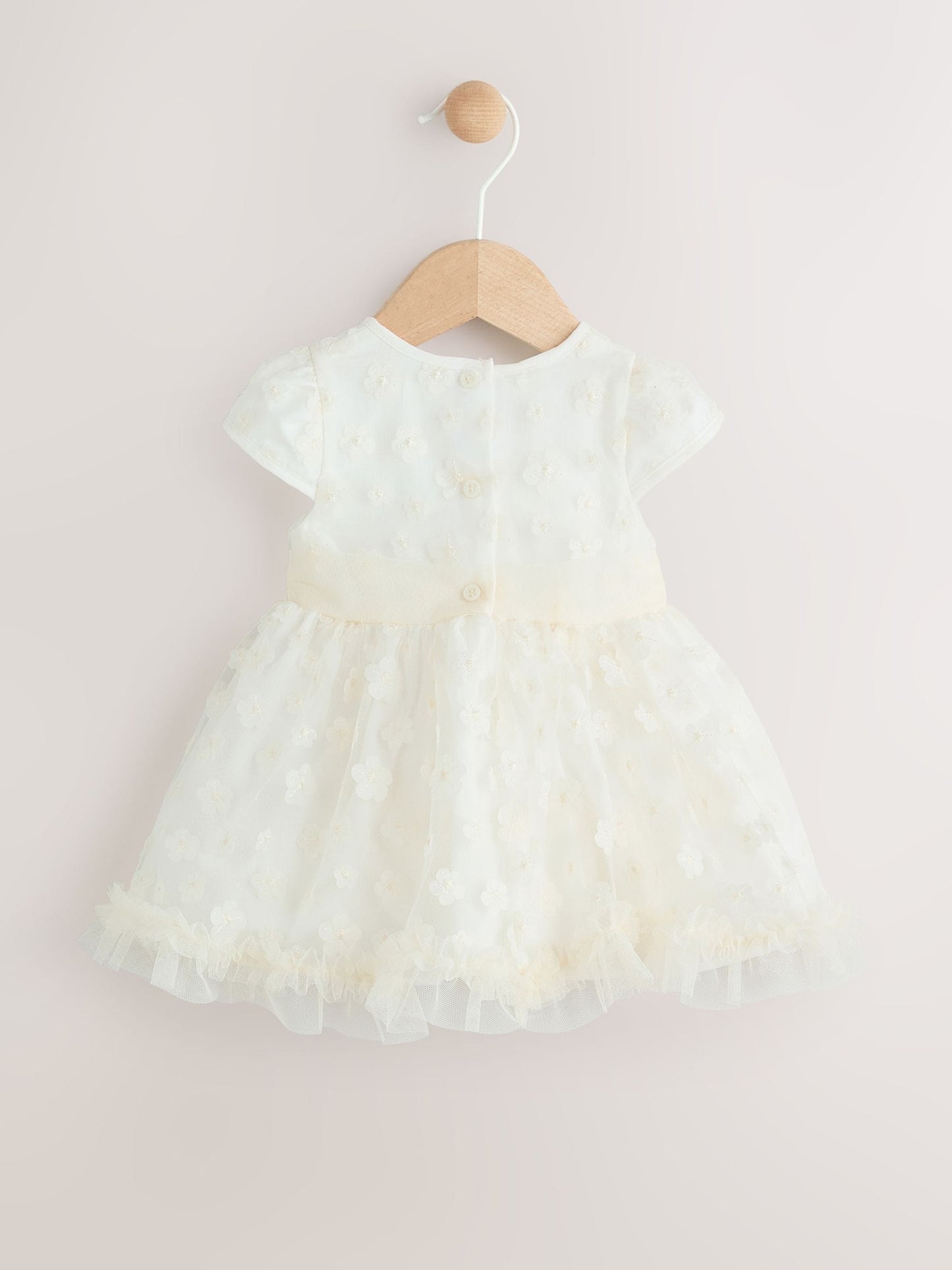 White 3D Flowers Baby Occasion Dress (0mths-2yrs)