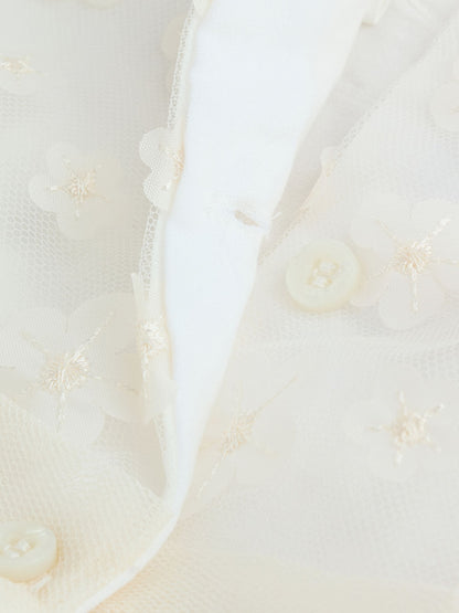 White 3D Flowers Baby Occasion Dress (0mths-2yrs)