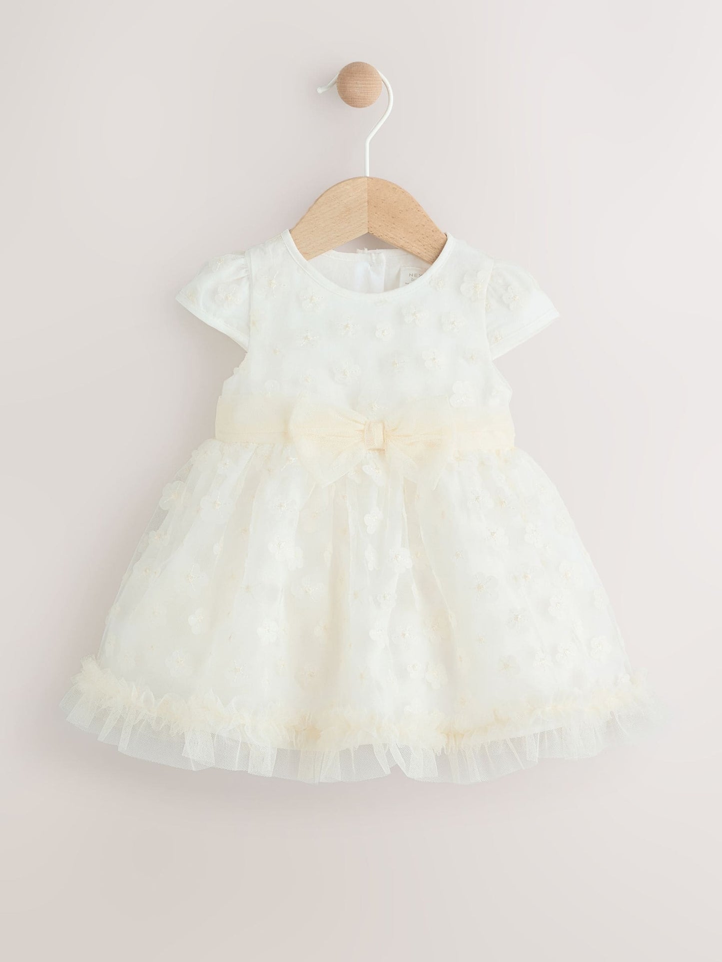White 3D Flowers Baby Occasion Dress (0mths-2yrs)