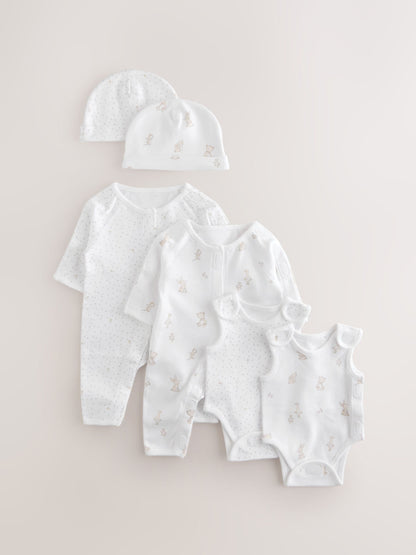 Cream/White Baby Premature Sleepsuit 6 Piece Set (0-0mths) image 1
