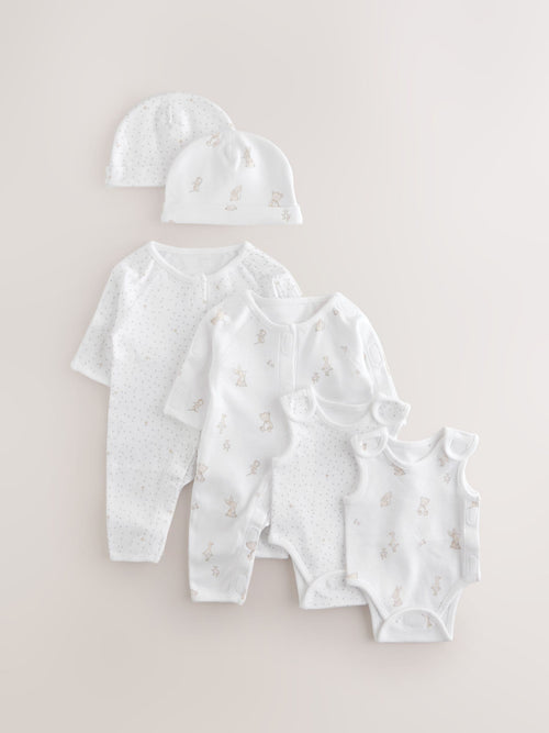 Cream/White Baby Premature Sleepsuit 6 Piece Set (0-0mths) image 1