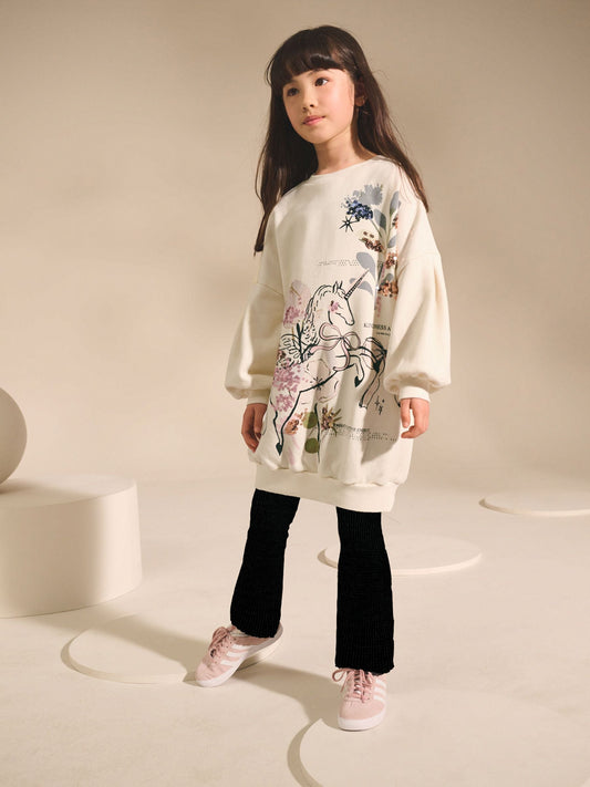 Ecru Unicorn Graphic Jumper Dress (3-16yrs)