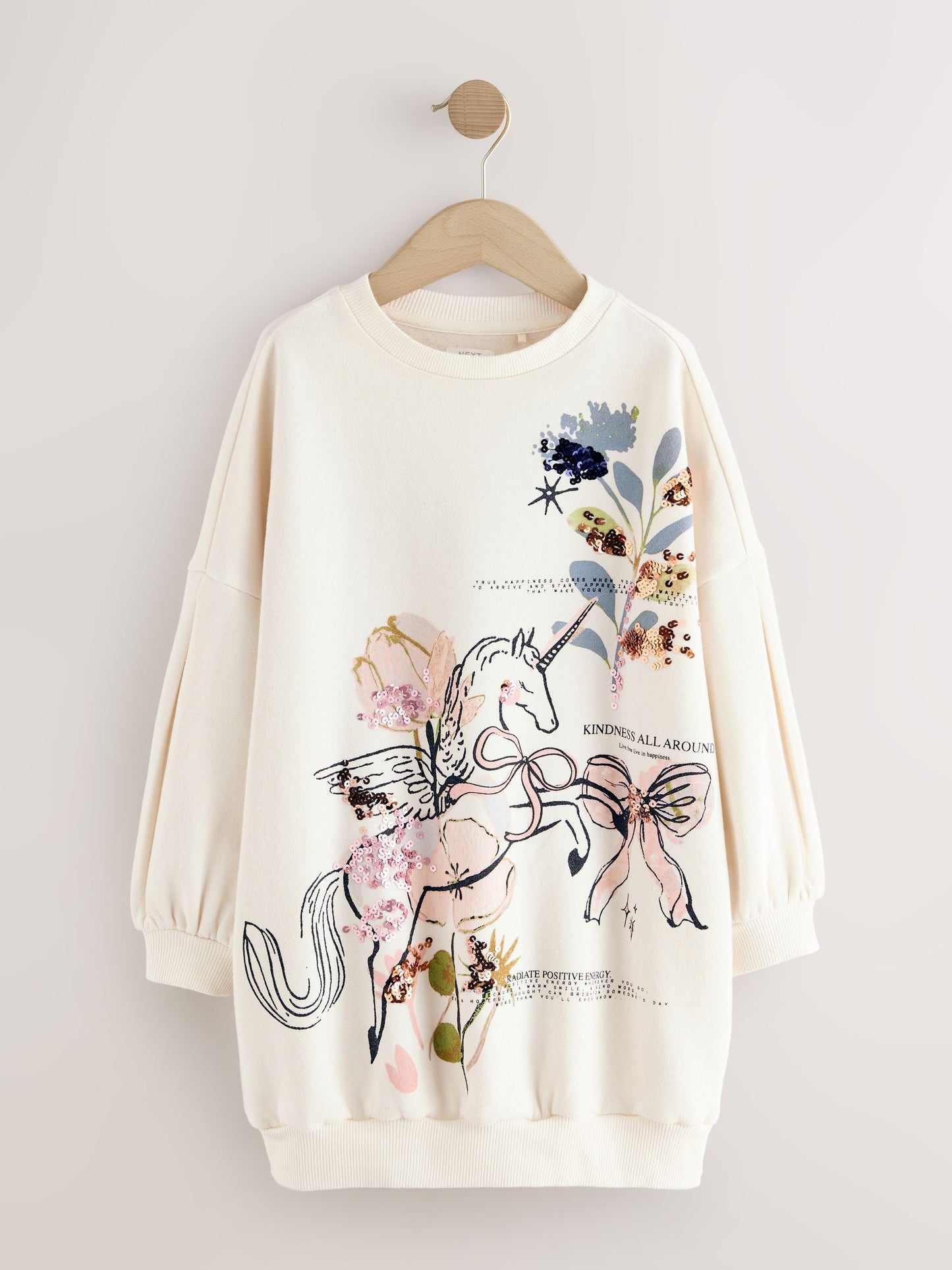 Ecru Unicorn Graphic Jumper Dress (3-16yrs)
