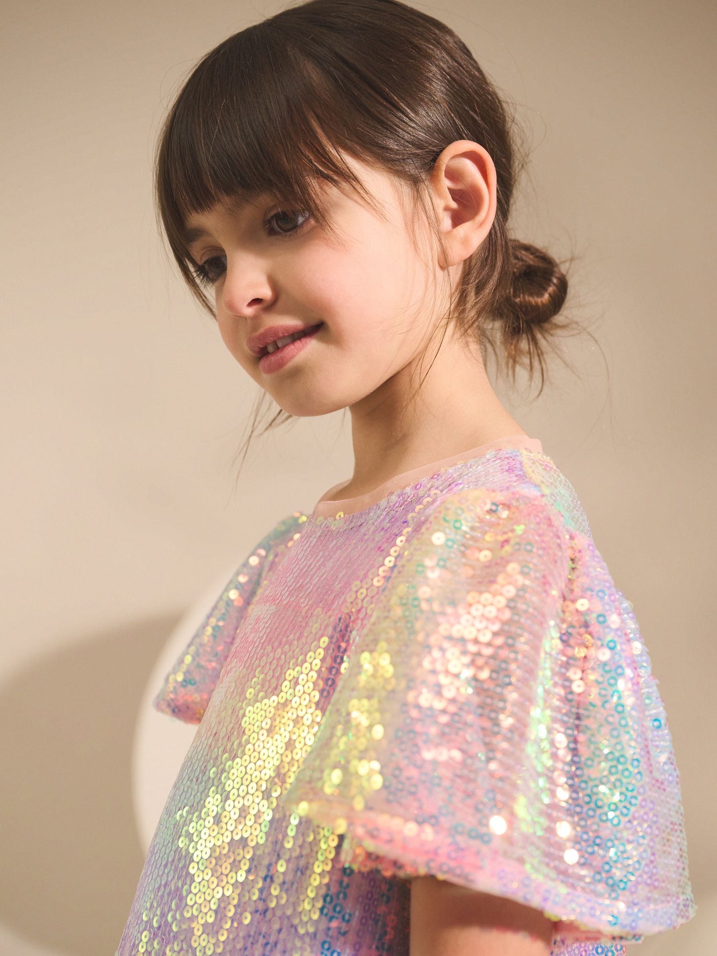 Rainbow Angel Sleeve Sequin Party Dress (3-16yrs) image 3