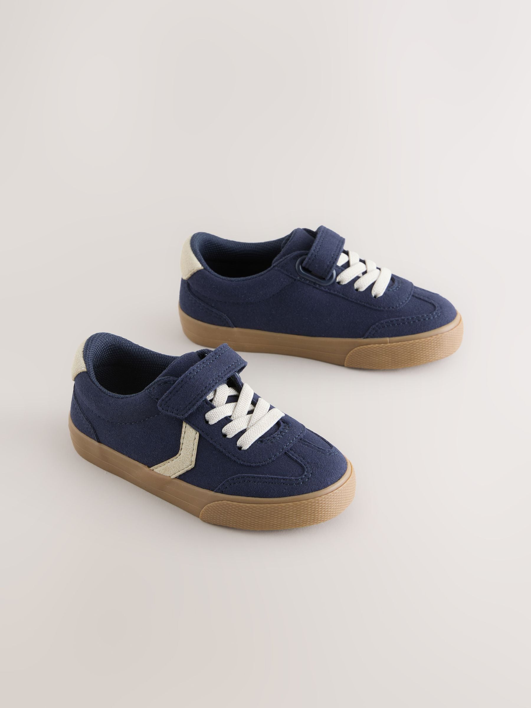 Navy Blue Wide Fit (G) Touch Fastening Elastic Lace Trainers image 2