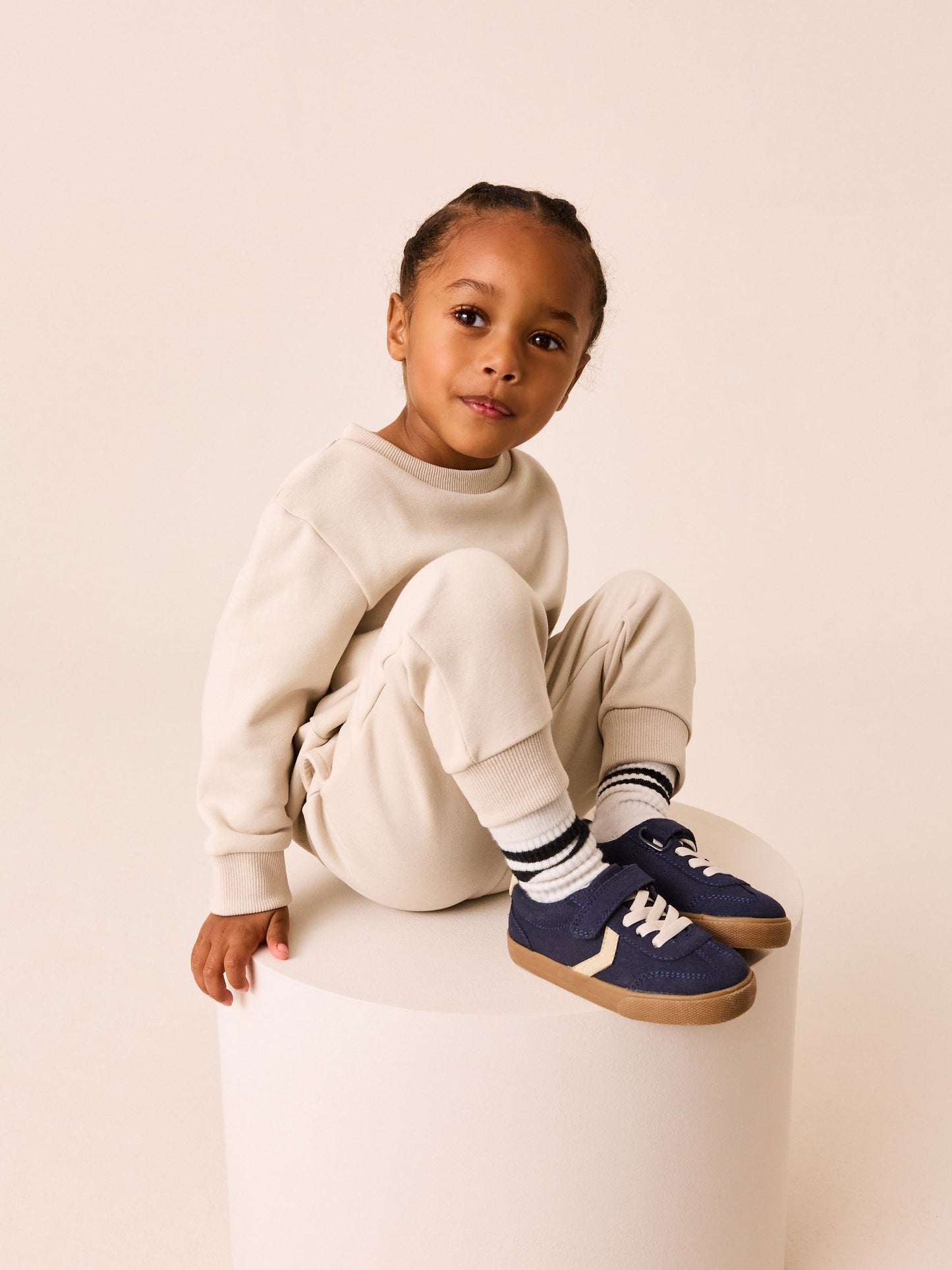 Navy Blue Standard Fit (F) Touch Fastening Elastic Lace Trainers image 4