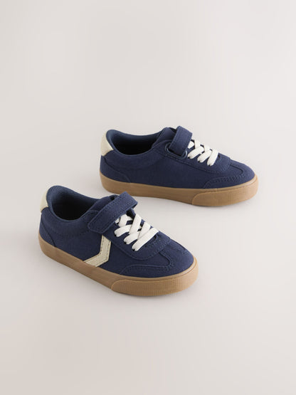 Navy Blue Standard Fit (F) Touch Fastening Elastic Lace Trainers image 4