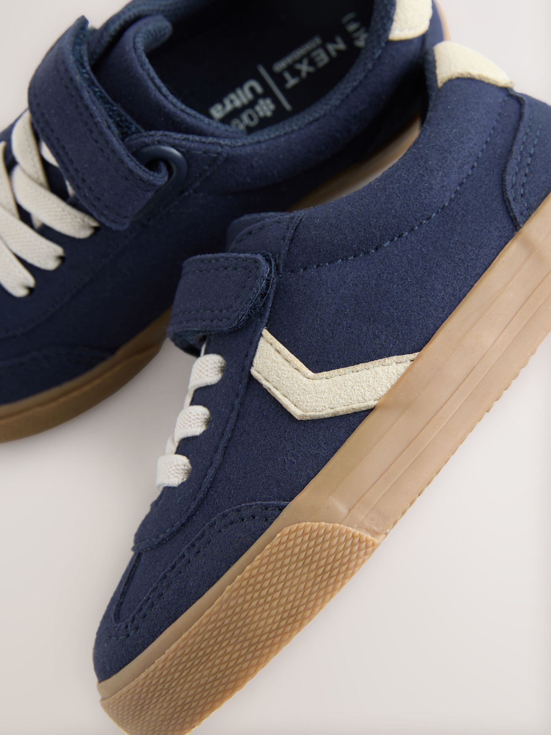 Navy Blue Standard Fit (F) Touch Fastening Elastic Lace Trainers image 8