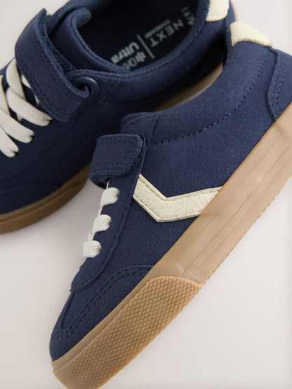 Navy Blue Standard Fit (F) Touch Fastening Elastic Lace Trainers image 7