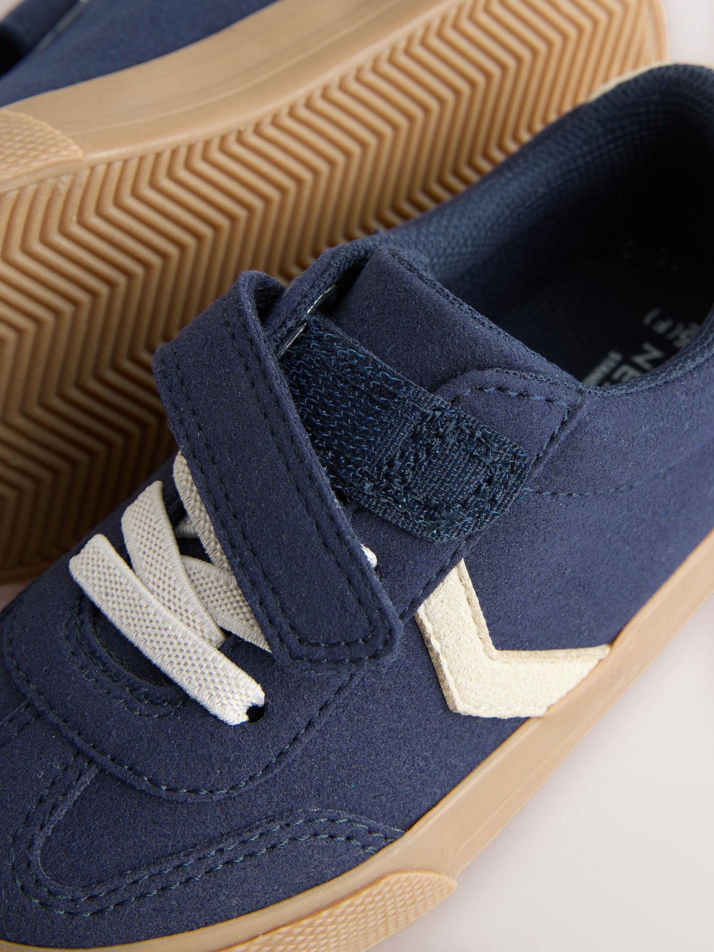 Navy Blue Standard Fit (F) Touch Fastening Elastic Lace Trainers image 9