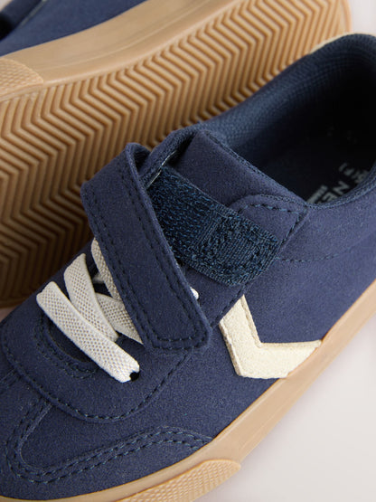 Navy Blue Standard Fit (F) Touch Fastening Elastic Lace Trainers image 8