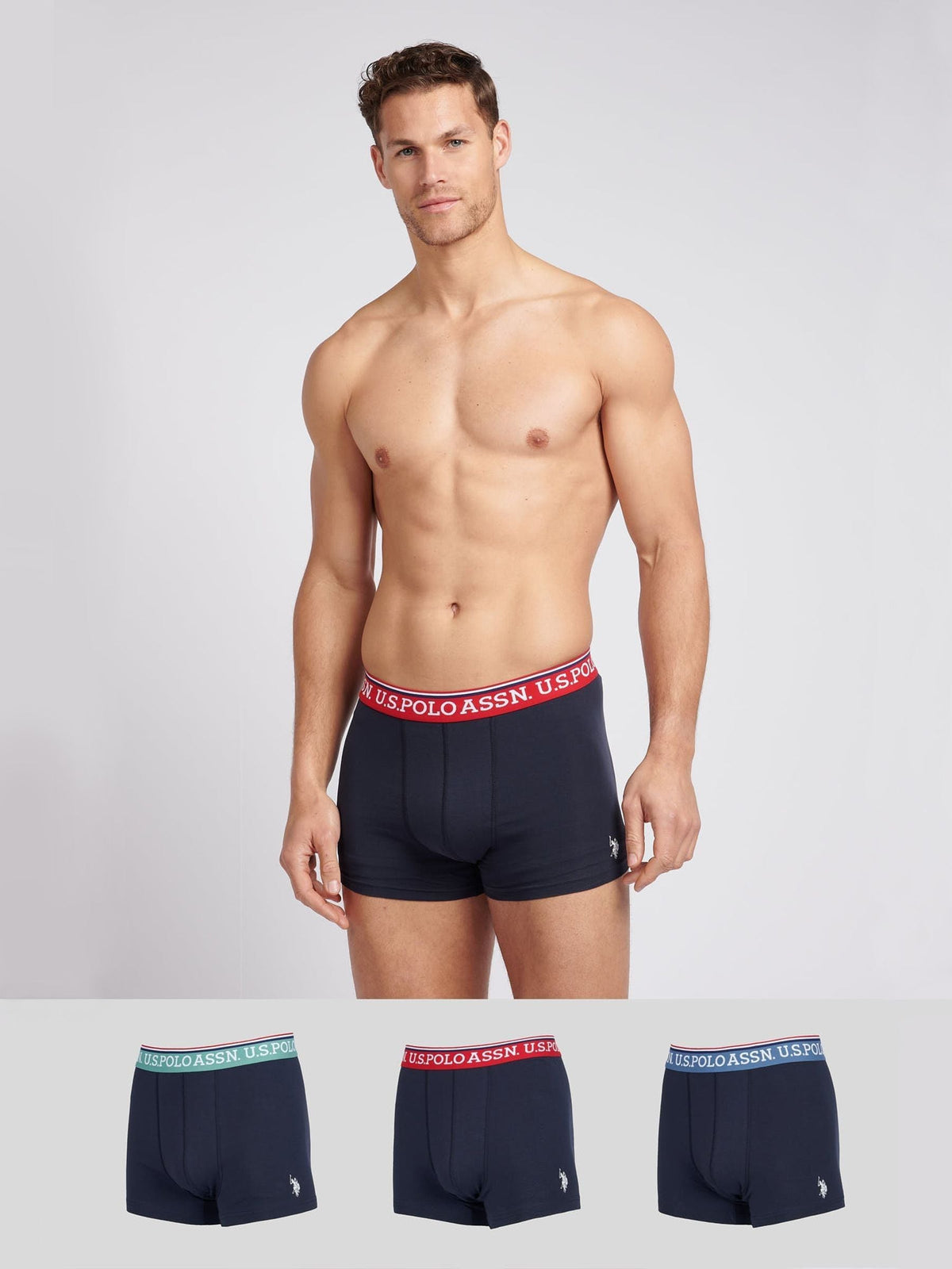Dsiney Kidz - U.S. Polo Assn Blue Mens Highlight Boxers Briefs 3 Pack image 1