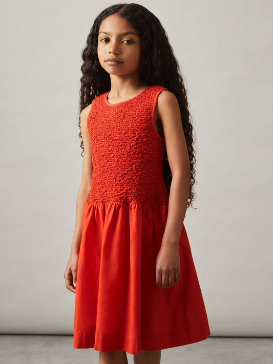 Reiss Red Annabella 9-13 yrs Cotton Shirred-Bodice Dress - image 1