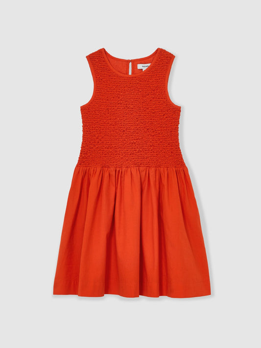Reiss Red Annabella 9-13 yrs Cotton Shirred-Bodice Dress - image 2