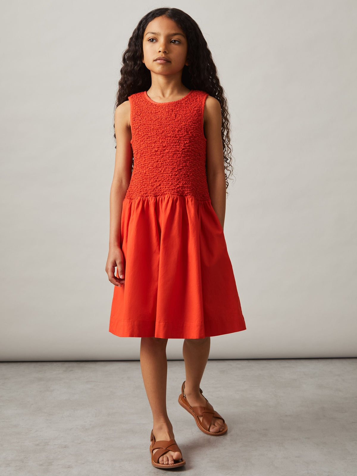Reiss Red Annabella 9-13 yrs Cotton Shirred-Bodice Dress - image 3