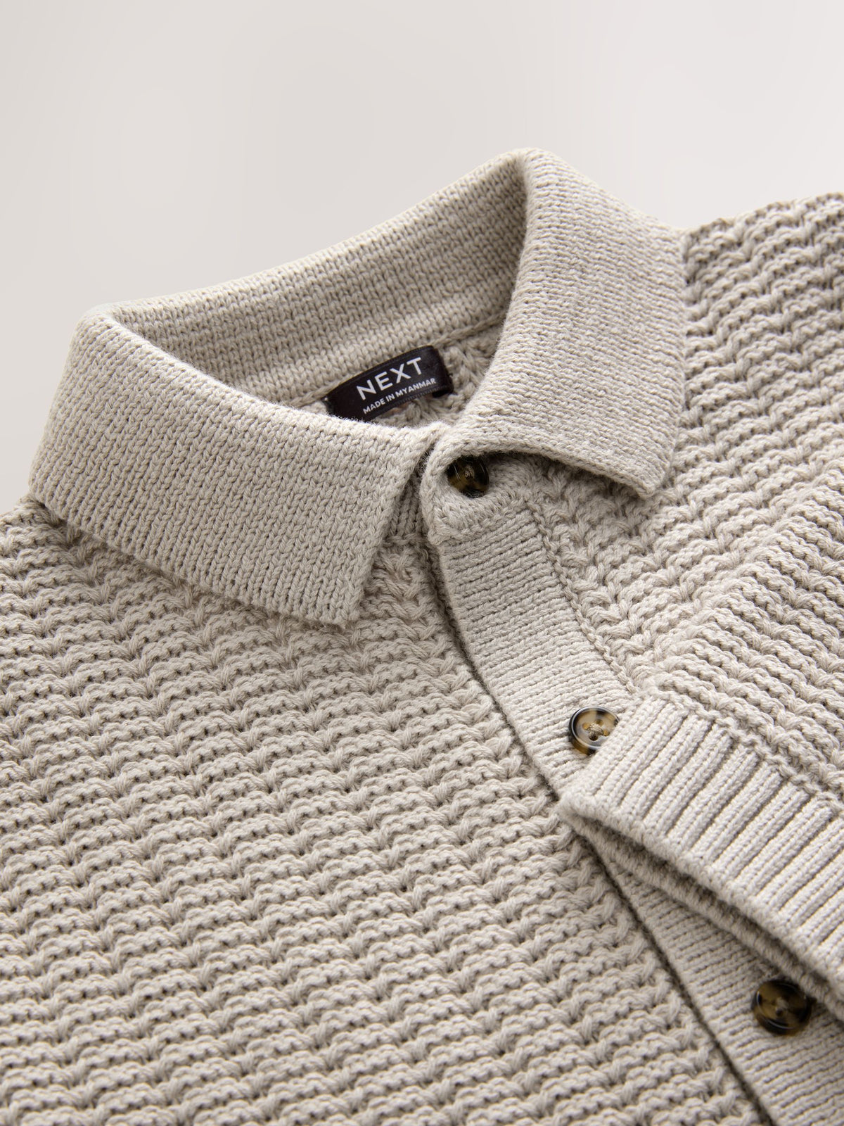 Dsiney Kidz - Neutral Textured Button Through Knitted Polo Shirt (3mths-7yrs) image 6