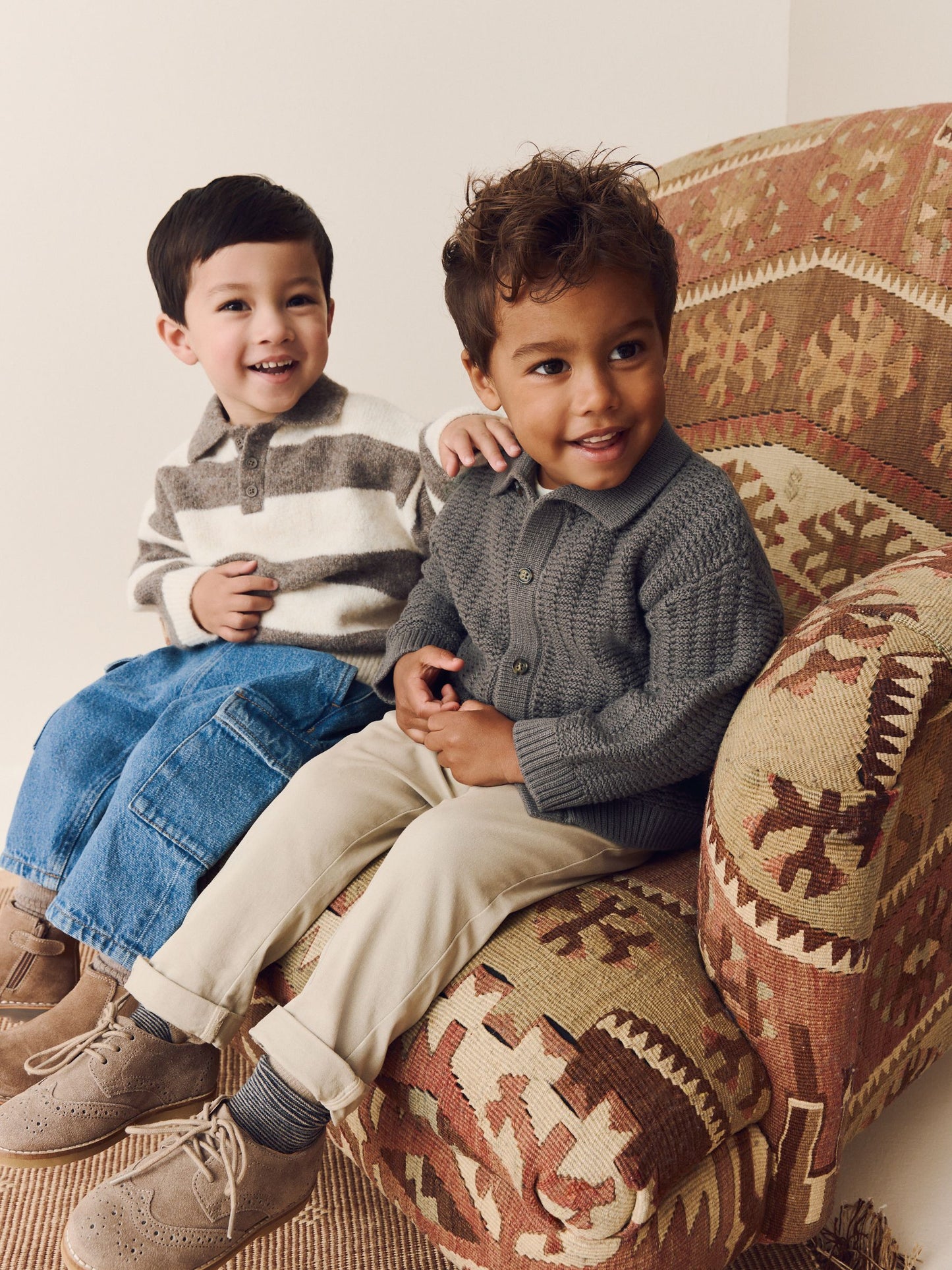 Dsiney Kidz - Grey/Brown Stripe Knitted Rugby Polo Shirt (3mths-7yrs) image 3