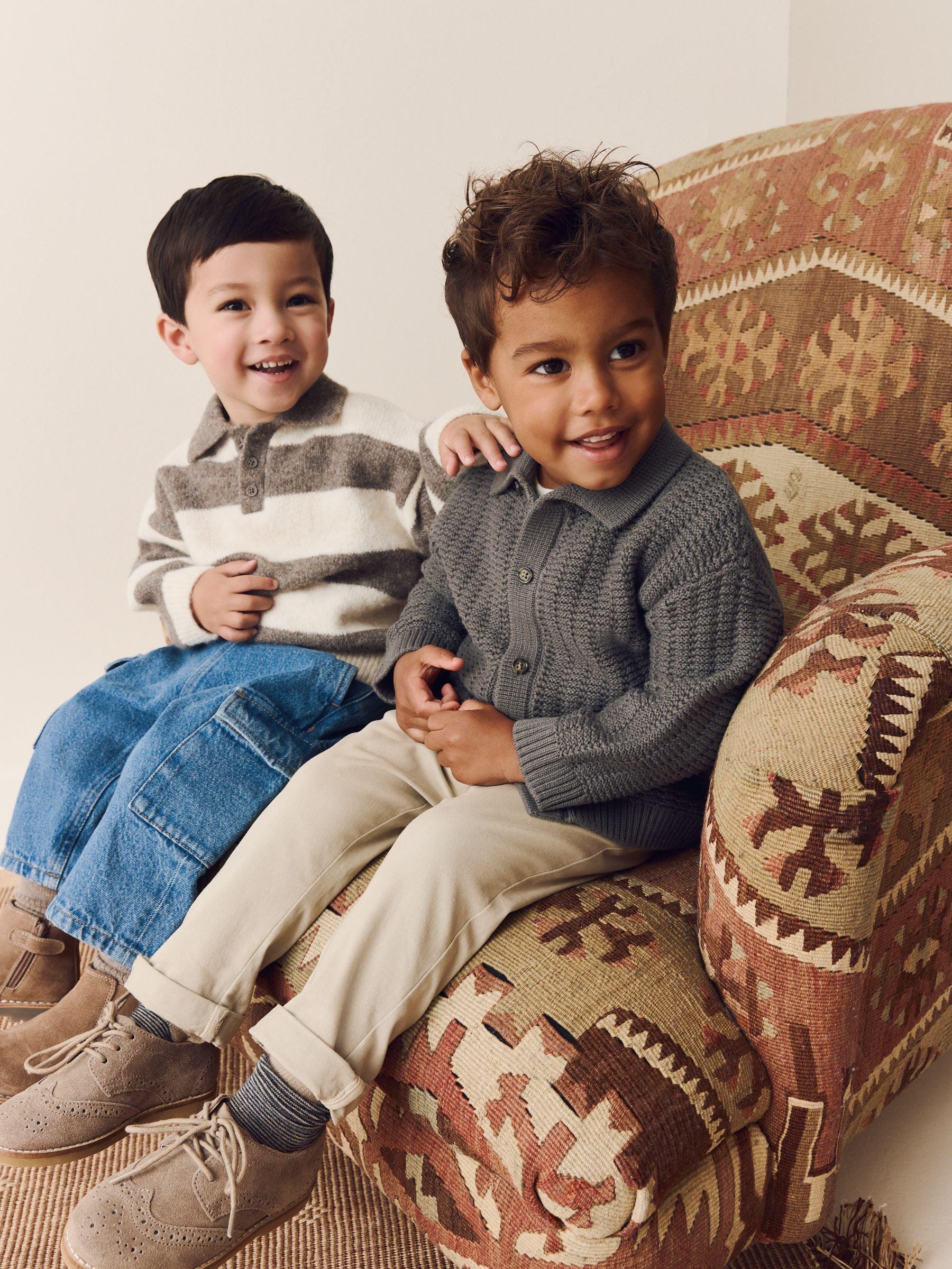 Dsiney Kidz - Grey/Brown Stripe Knitted Rugby Polo Shirt (3mths-7yrs) image 3