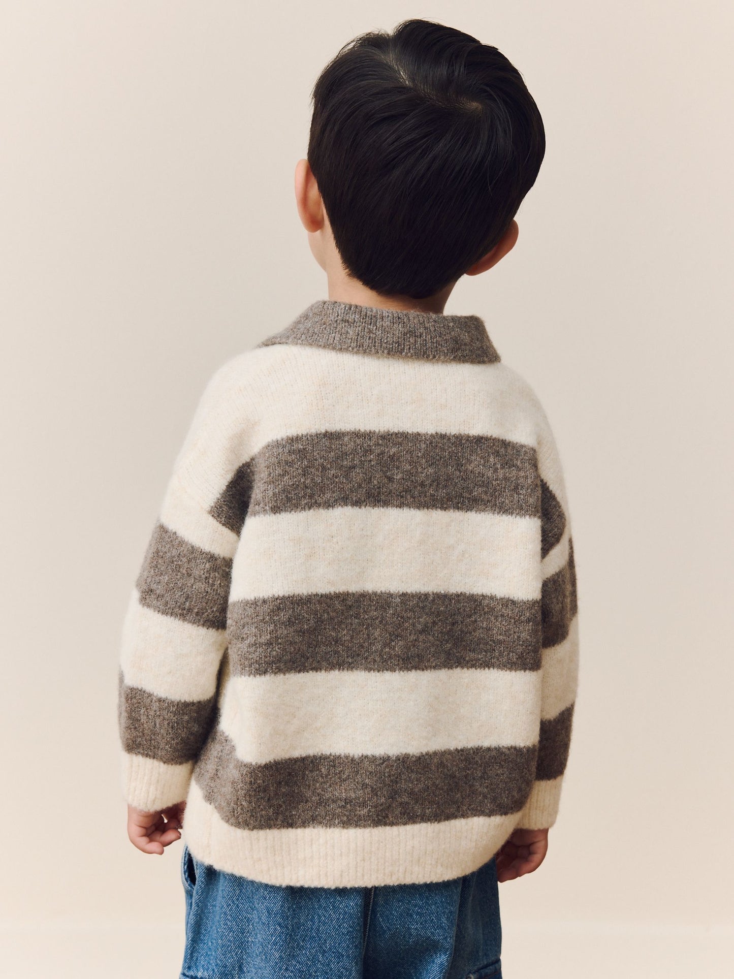 Dsiney Kidz - Grey/Brown Stripe Knitted Rugby Polo Shirt (3mths-7yrs) image 5