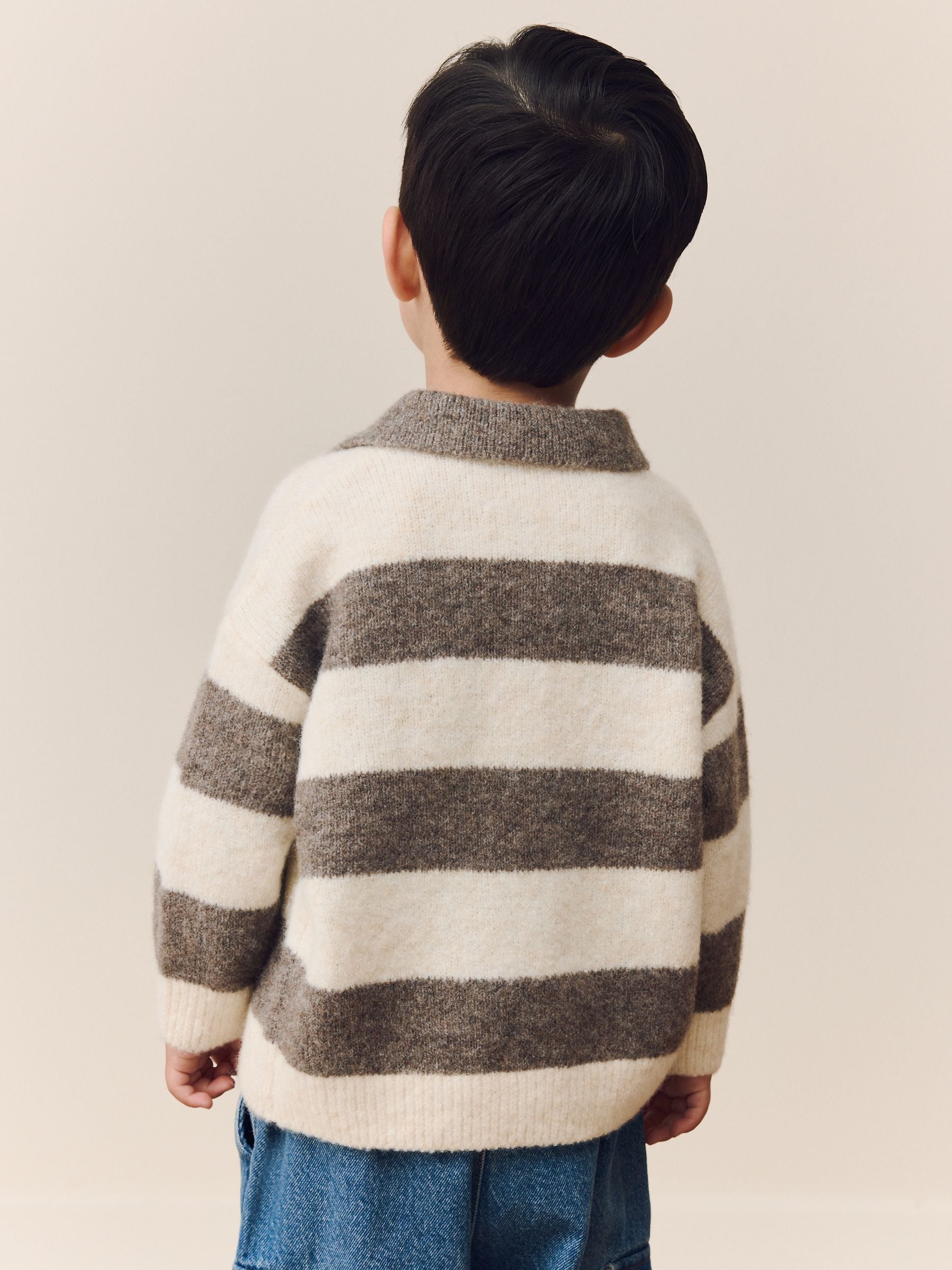 Dsiney Kidz - Grey/Brown Stripe Knitted Rugby Polo Shirt (3mths-7yrs) image 5