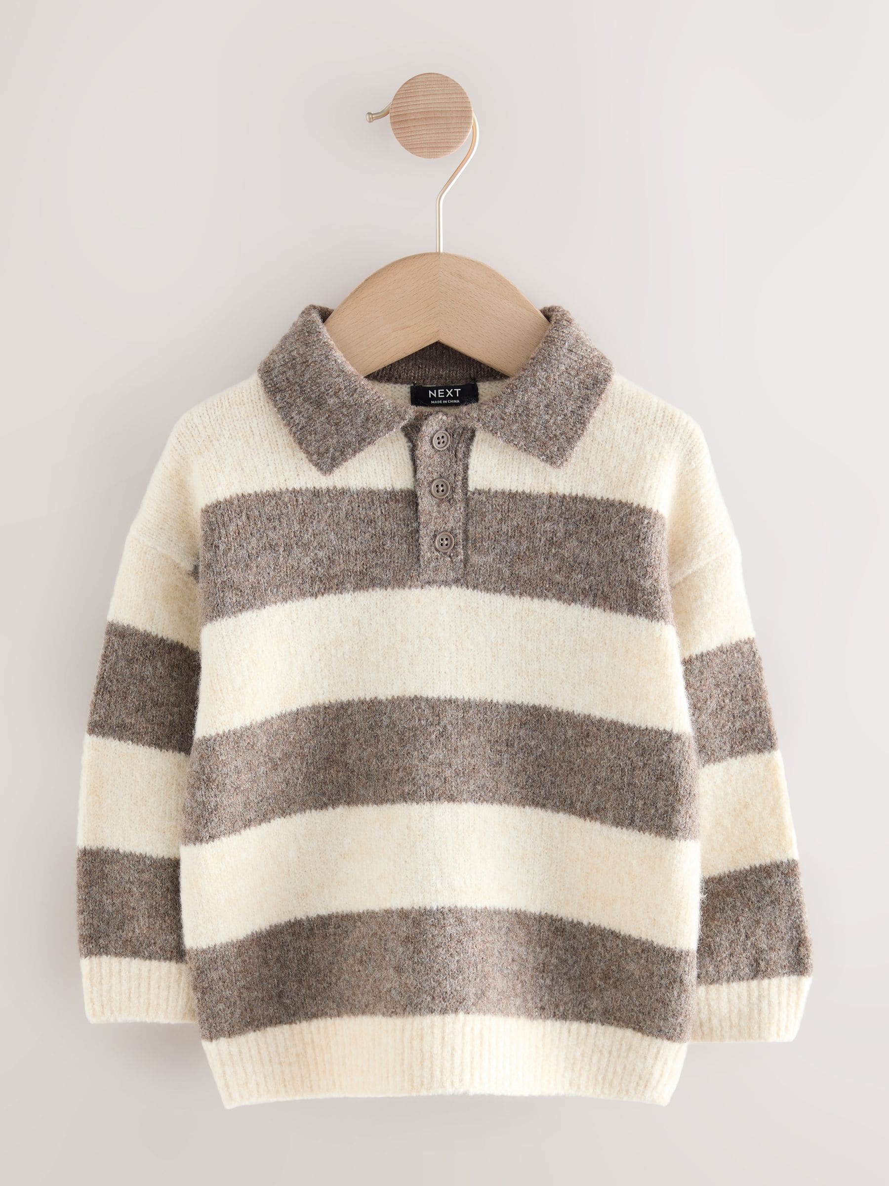 Dsiney Kidz - Grey/Brown Stripe Knitted Rugby Polo Shirt (3mths-7yrs) image 7