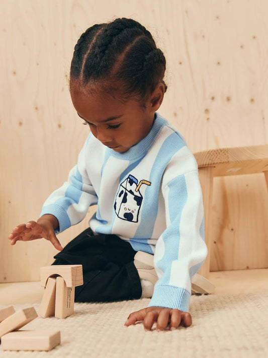 Light Blue Knitted Crew Neck Jumper (3mths-7yrs)