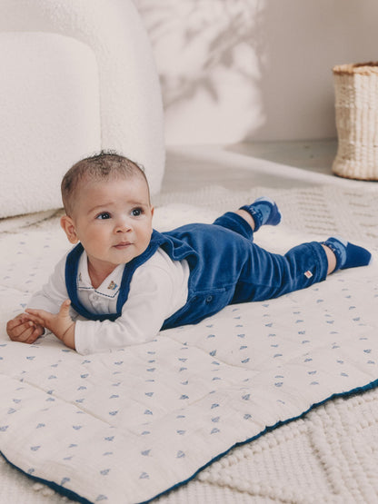 Navy Blue Bear Baby Velour Dungarees and Bodysuit Set (0mths-3yrs)