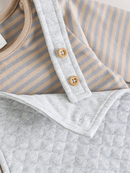 Grey Baby Jersey Quilted Dungarees and Bodysuit Set (0mths-2yrs)